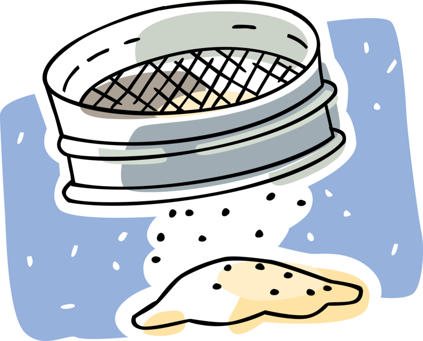 Vector Illustration Of Sieve Or Sifter Sifting Baking - Sifting Flour Clipart (868x700)