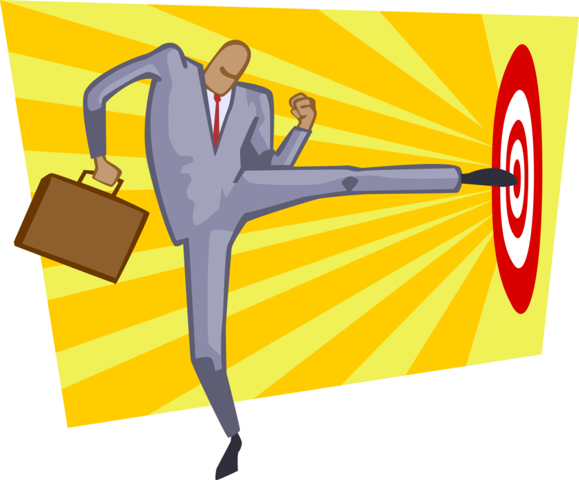 Vector Illustration Of Hitting The Target Bullseye - Illustration (844x700)