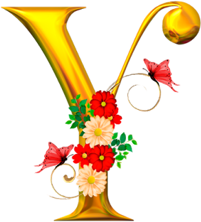 Flores E Borboletas - Letras Doradas Elegantes (400x400)