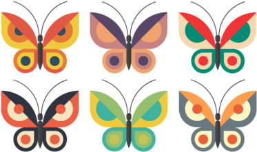 Free Set Of Colorful Flat Butterflies Vector - Vector Graphics (400x300)
