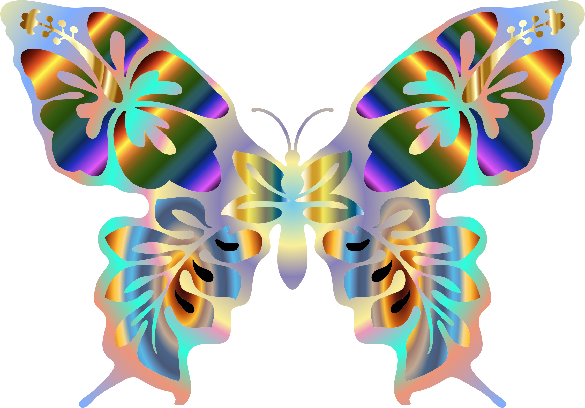 Big Image - Iridescent Butterfly Open Clipart Png (2262x1578)