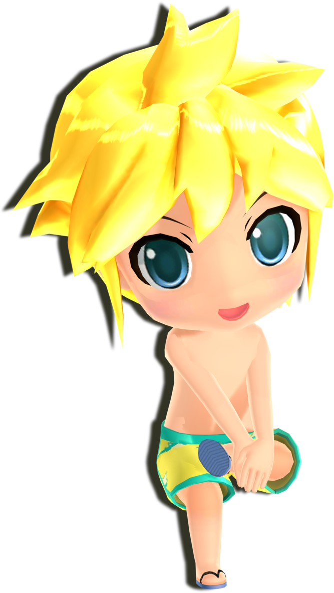 Project Mirai Swimsuit Len Render By Masquearade - Cartoon (673x1186)