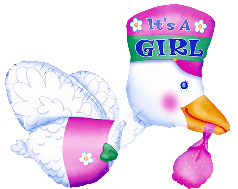 32" It's A Girl Stork Helium Foil Balloon - Party City It's A Girl Balloons (480x480)