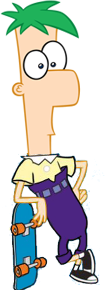 Ferb Poses With Skateboard By Kaylor2013 - Ferb Png (563x1034)