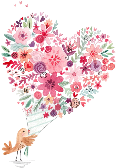 Coeur,tube,png - Watercolor Flower Hearts (518x800)