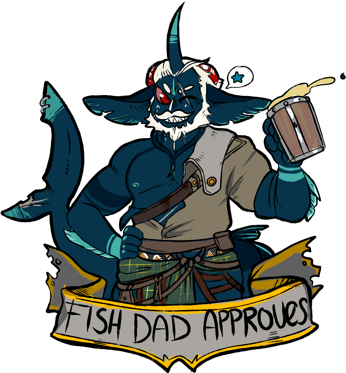 Starfisher, 60, Retired Pirate Captain & Innkeeper - Cartoon (1406x1344)