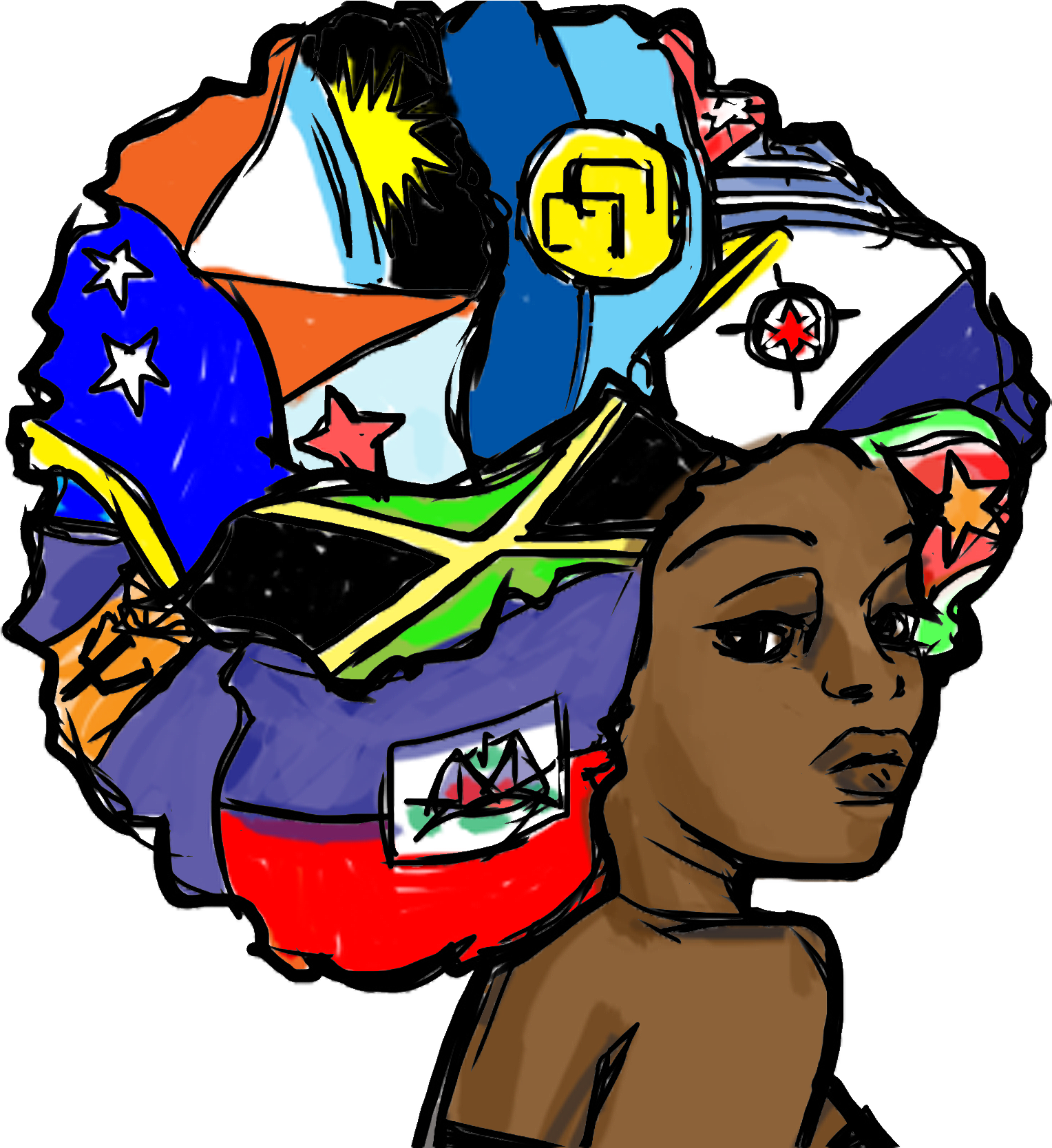 Jamacian Flag Afro Woman Color - Instagram (1667x1667)