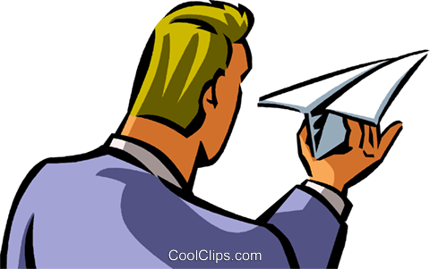 Businessman With A Paper Airplane Royalty Free Vector - Businessman With A Paper Airplane Royalty Free Vector (480x301)