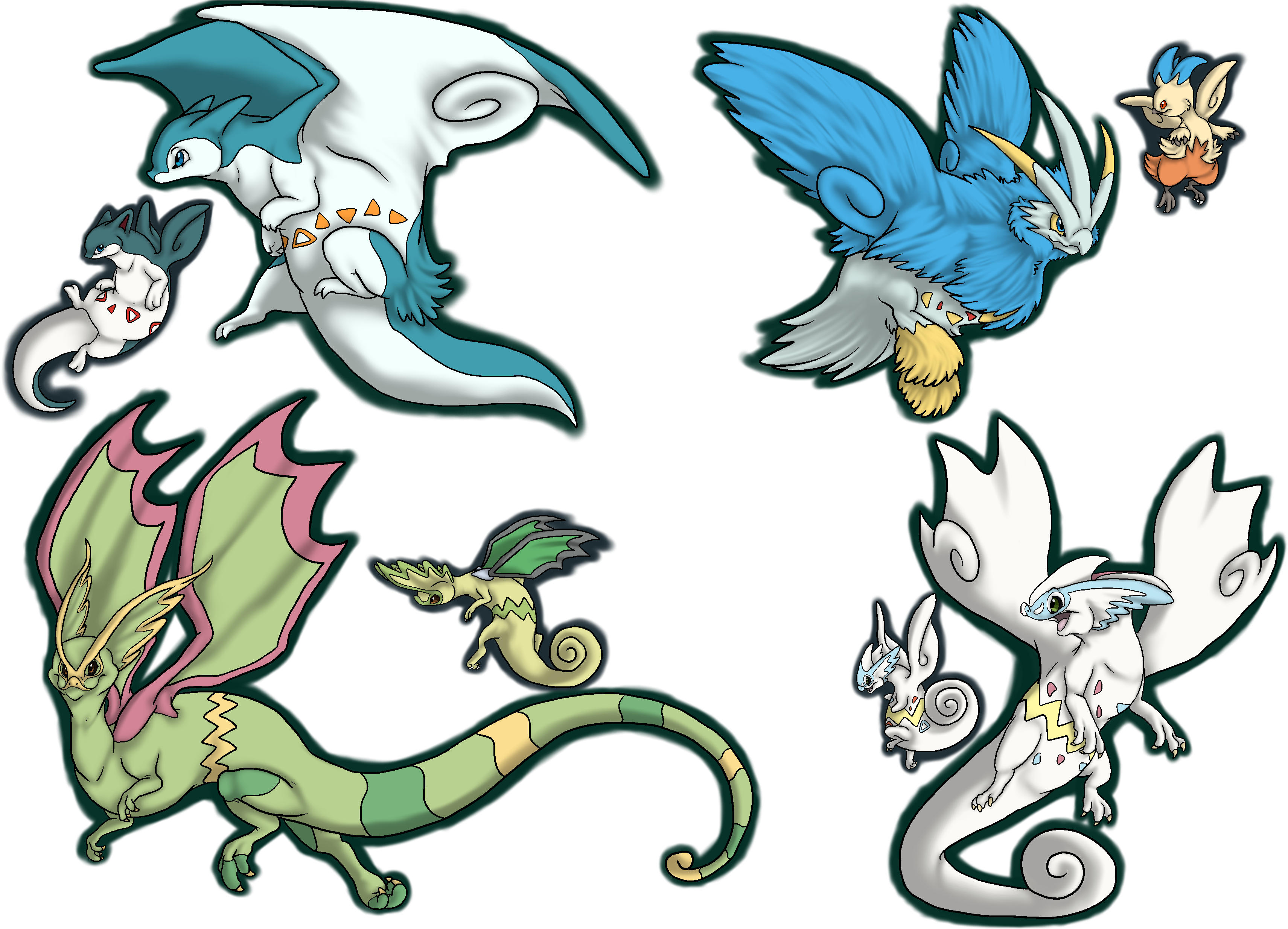 Kecleon And Togekiss Evolutions By Catts-ranch - Cartoon (3496x2480)