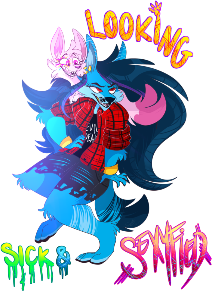 Smol Pink Cat N Big Buff Blue Ranch Dorito By Stargurren - Pink Cat (780x1024)