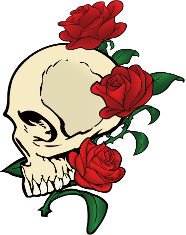 Skull & Roses Laptop Sticker - Skull And Roses Vector (374x472)