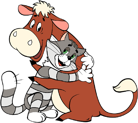 Funny Cartoon Cows Clip Art Images Free To Download - Кот Матроскин И Корова (954x1024)