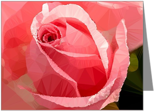 Pink Rose Low Poly Floral Note Cards - Rose (350x350)