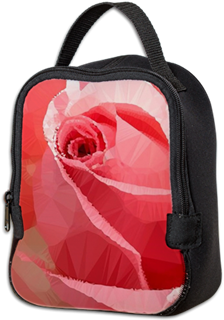Pink Rose Low Poly Floral Neoprene Lunch Bag - Shoulder Bag (350x350)