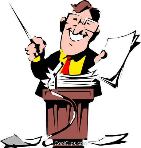 Cartoon Man With Pointer Royalty Free Vector Clip Art - Public Speaker Clip Art (459x480)