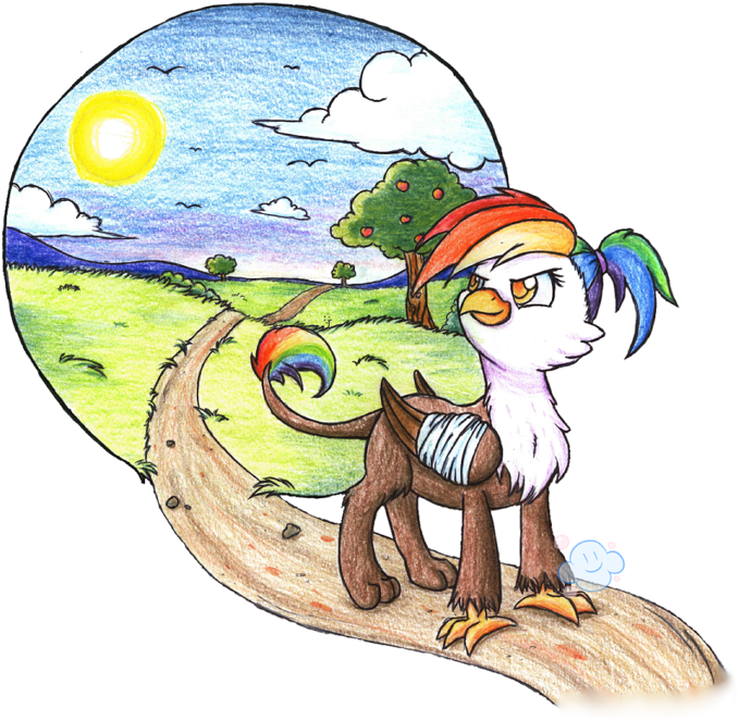Gummysky, Bandage, Broken Wing, Determination, Griffon, - Cartoon (700x664)
