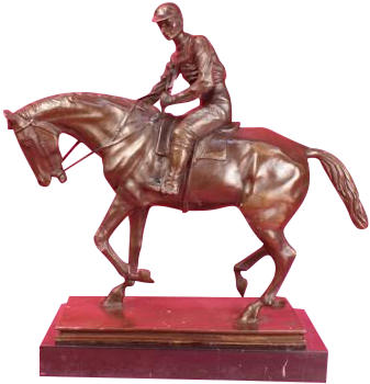 Statue Équestre En Bronze - Le Jockey (373x388)