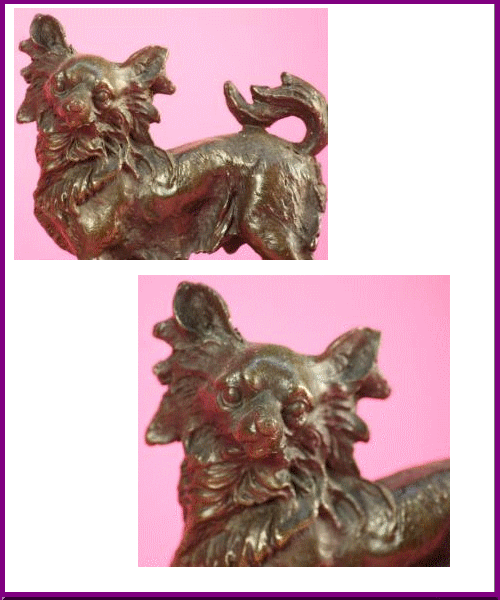 Epagneul Papillon Rare Sculpture En Bronze De L - Statue (500x600)