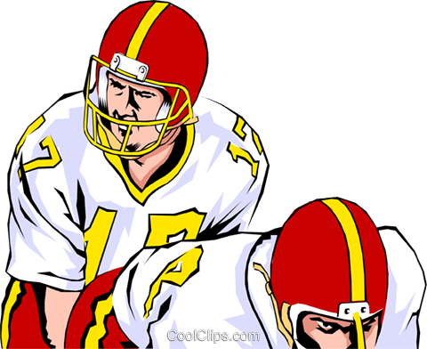 Quarterback Taking Snap Royalty Free Vector Clip Art - Hiking Football (480x392)
