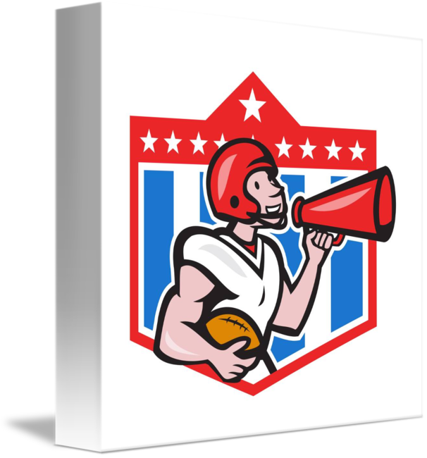 American Football Bullhorn Shield Grayscale Card (606x650)