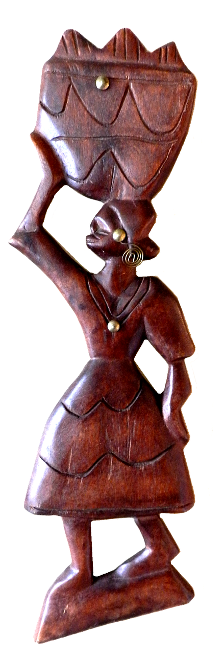 Africa Woman Wood Trinket Png Image - Carving (459x1280)