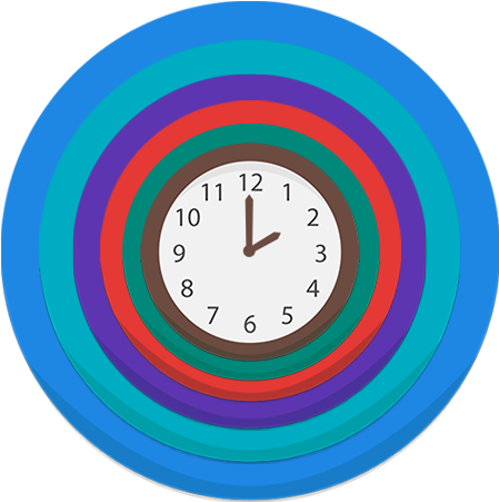 Multicolor Analog Clock Widget - Circle (512x512)