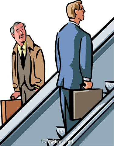 Man Rising Up The Corporate Ladder Royalty Free Vector - Cartoon (375x480)