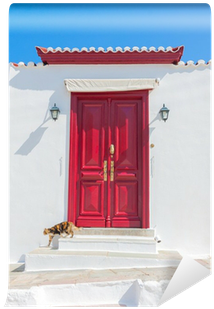 Red Door Fram With A Act Moving Away Wall Mural • Pixers® - Home Door (400x400)