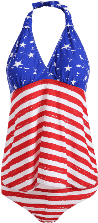 American Flag Print Patriotic Halter Tankini Set - Tankini (558x744)