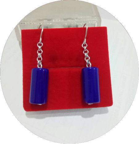 Royal Blue Glass Dangling Earring - Coin Purse (451x467)