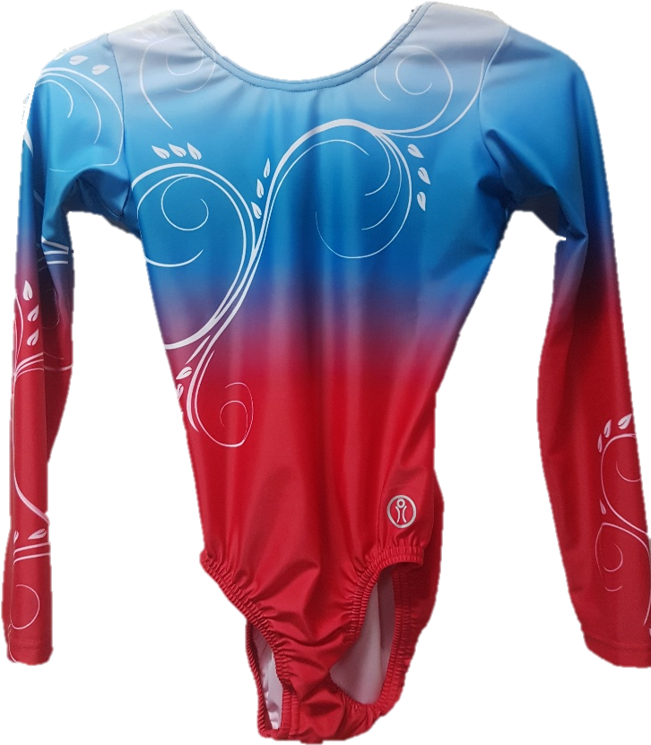 Sublimated Long Sleeve Blue/red White Twirl - Long-sleeved T-shirt (756x1008)