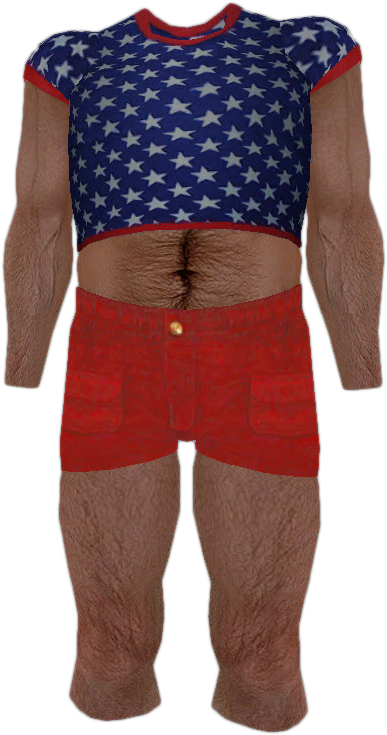 Dead Rising Blue T-shirt With White Stars And Red Shorts - Blue And Red Shorts (387x735)