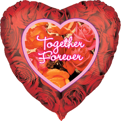 Valentine's Day Mylar Balloons Come In All Styles - Valentines Together Forever Red Roses Foil Helium Balloon (400x400)