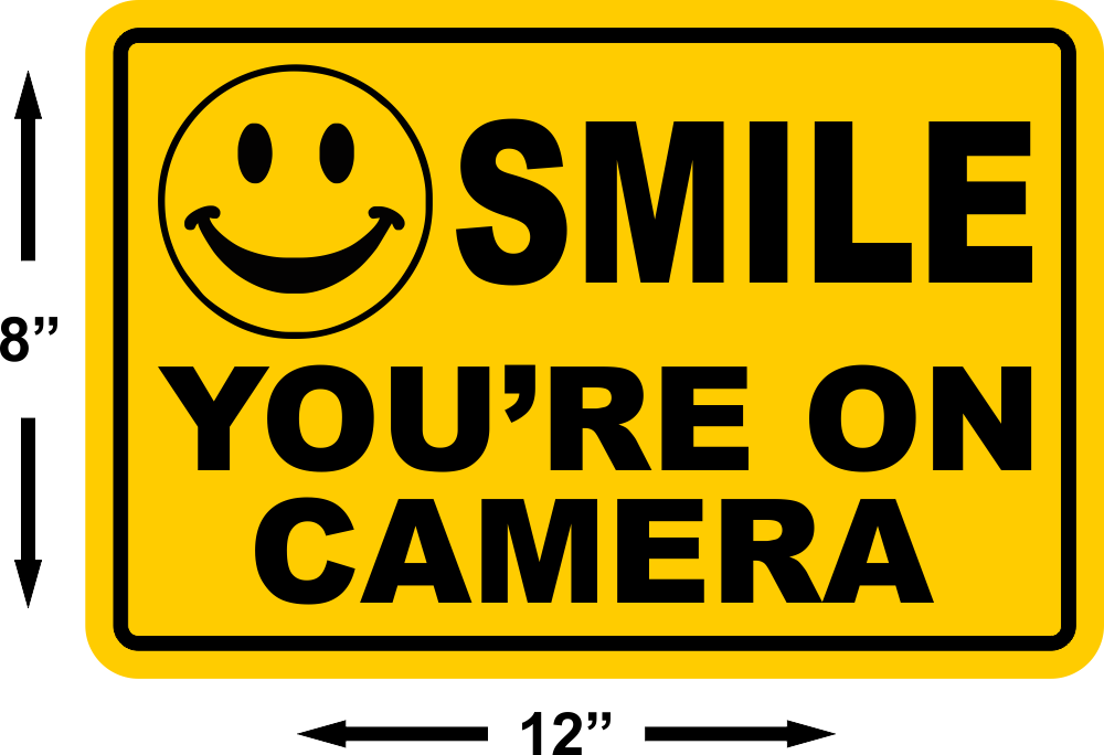 Smile You're On Camera Yellow Business Security Sign - Morre Diabo (1000x684)