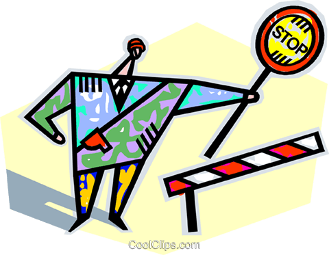 Construction Worker With Stop Sign Royalty Free Vector - Limites (480x373)