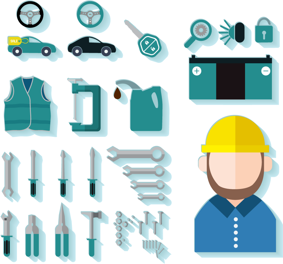 Vector Worker Tools 1000*1000 Transprent Png Free Download - Car (1000x1000)