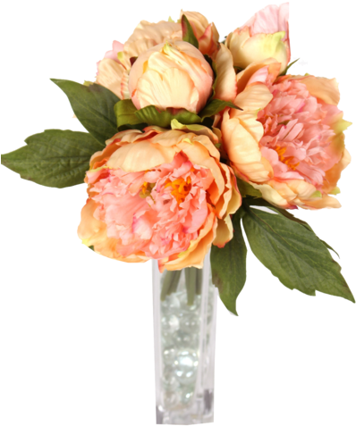Coral Peony Bouquet 10in - Garden Roses (400x600)