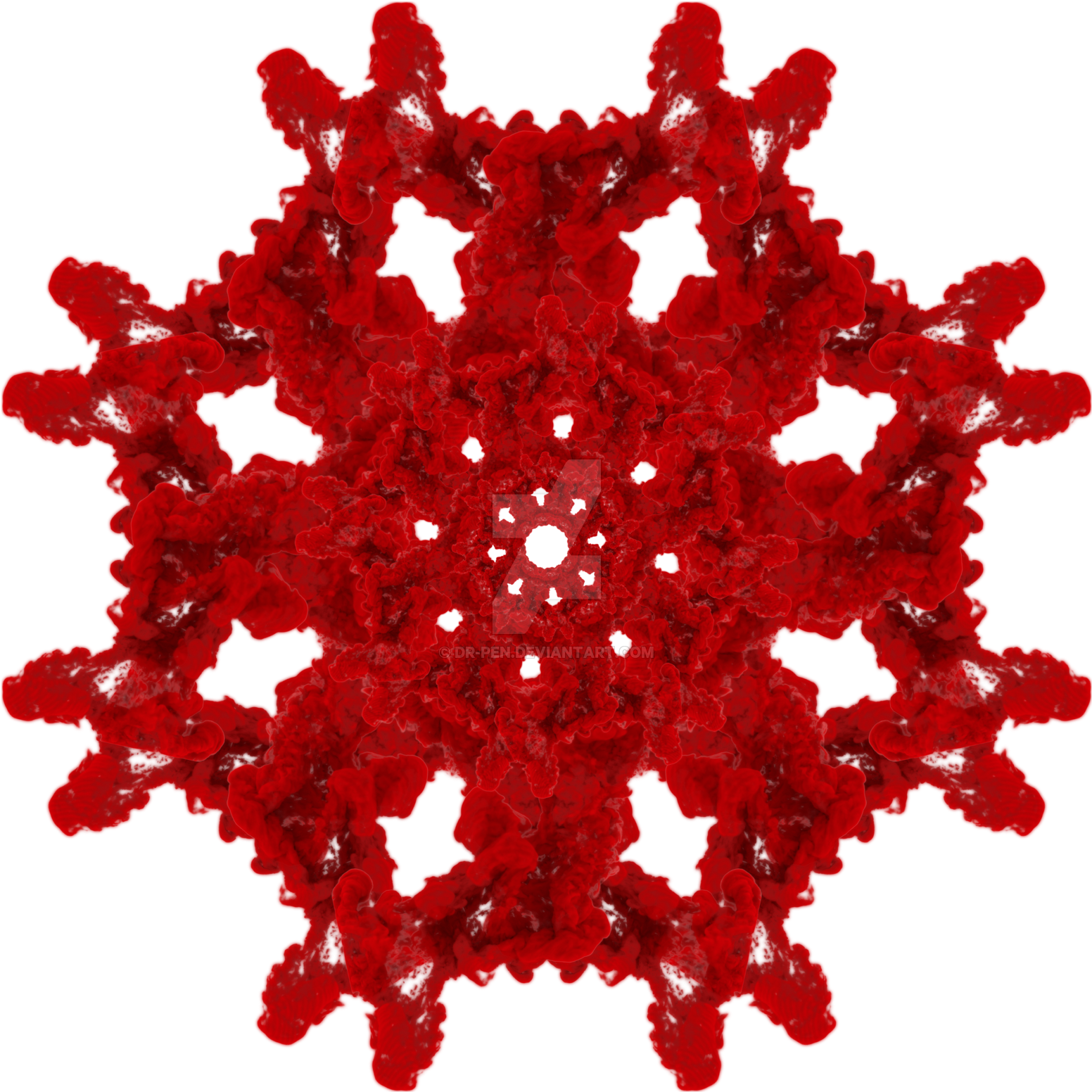 Red Ink Drop In Water - Mandala (1600x1600)