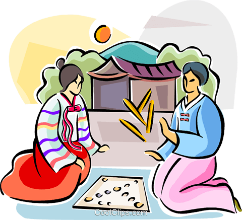 Korean Game Of Yut Royalty Free Vector Clip Art Illustration - Korean Clipart Transparent (480x437)