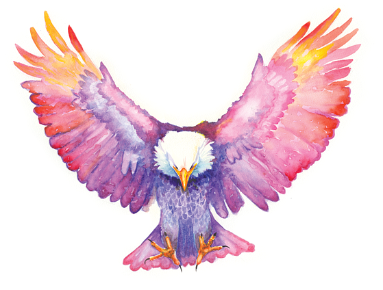 Click And Drag To Re-position The Image, If Desired - Watercolor Eagles Flying (600x423)