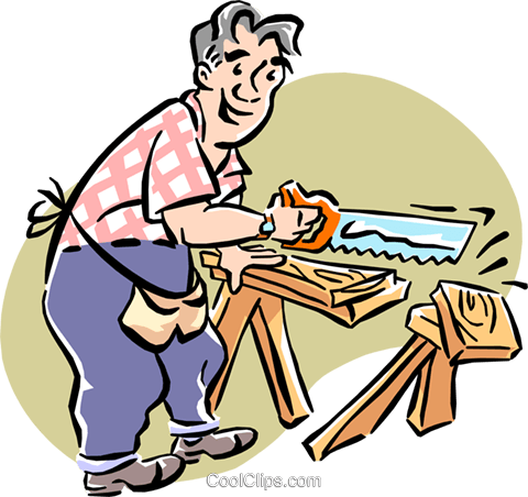 Man Sawing Wood Royalty Free Vector Clip Art Illustration - Individual Development Plan Ppt (480x452)