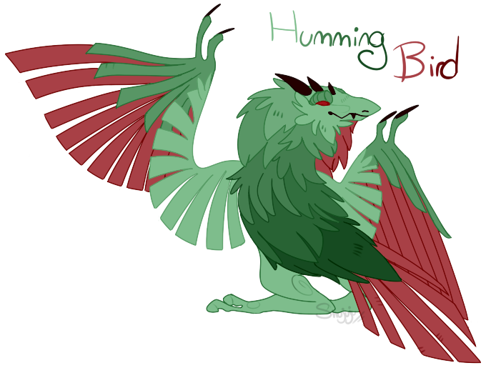 Hummingbird Dragon Flatsale Auction By Shujuju - Cartoon (752x568)