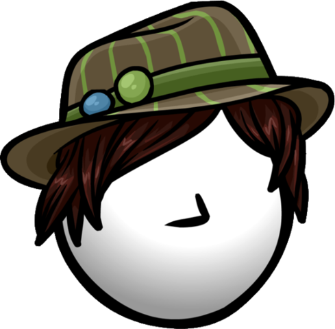 Brown Striped Fedora Former Icon - Cartoon (489x479)