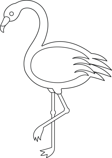 Free Clip Art - Outline Of A Flamingo (389x550)