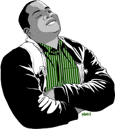 The Signature "head Tilted Up, Arms Folded" Pose Drawn - Sitting (400x471)