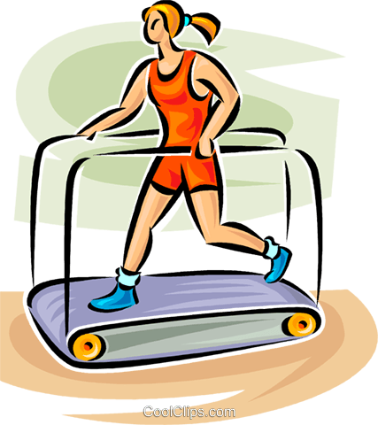 Woman Running On A Treadmill Royalty Free Vector Clip - Woman Running On A Treadmill Royalty Free Vector Clip (427x480)