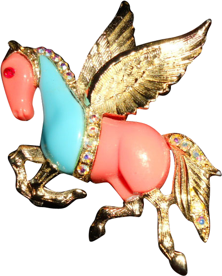 Hattie Carnegie Thermal Plastic Aura Rhinestone Pegasus - Figurine (560x560)
