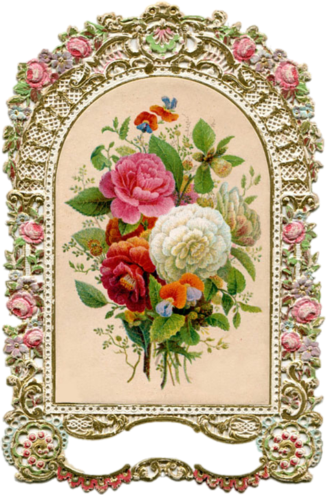 Rose Flower Border 26, Buy Clip Art - Birthday Card 19th Century (474x720)