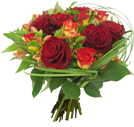 Round And Compact Tied Bouquet Of Grand Prix Roses - Bouquet Roses Rouge Et Lierre (500x500)