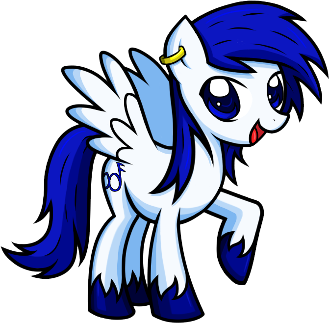 Blue Pegasus With Wings - Cartoon (682x1024)